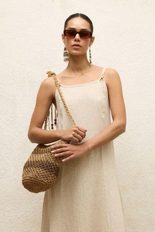 Striped Straw Mini Bag Natural