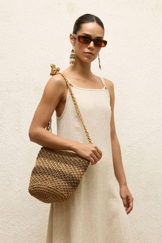 Striped Straw Mini Bag Natural