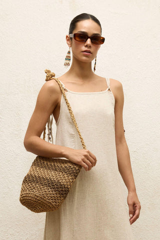 Striped Straw Mini Bag Natural