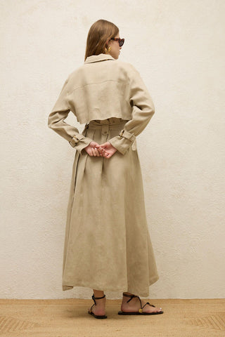 Linen Trench Style Dress Sand