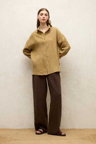 Linen Oversize Buttoned Shirt Sahara