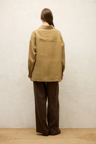 Linen Oversize Buttoned Shirt Sahara