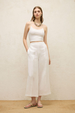 Straight Linen Trousers Ecru