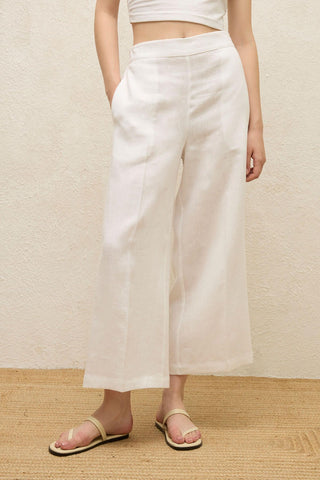 Straight Linen Trousers Ecru