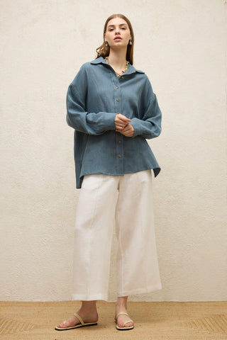 Straight Linen Trousers Ecru