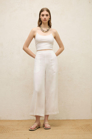 Straight Linen Trousers Ecru