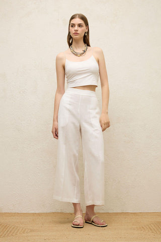 Straight Linen Trousers Ecru