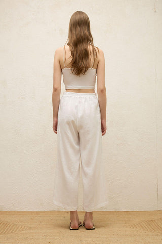 Straight Linen Trousers Ecru