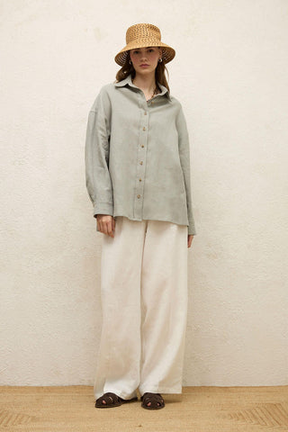 Linen Oversize Buttoned Shirt Mint