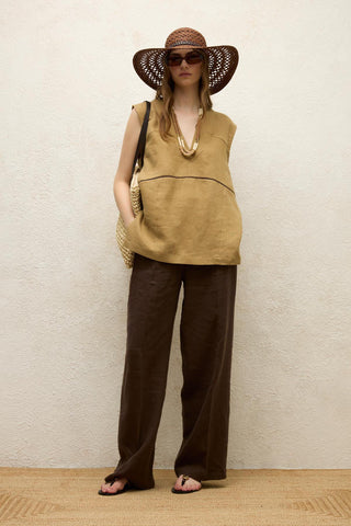 Sleeveless Linen Blouse Saffron