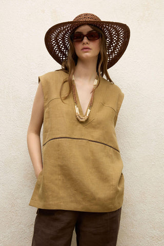 Sleeveless Linen Blouse Saffron