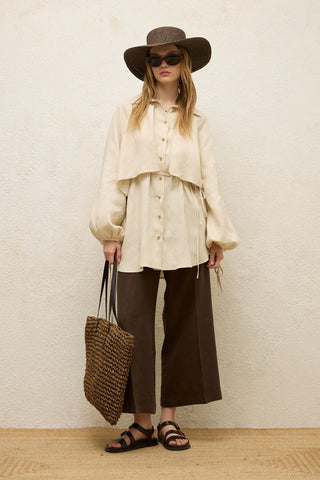 Linen Trench Shirt Beige