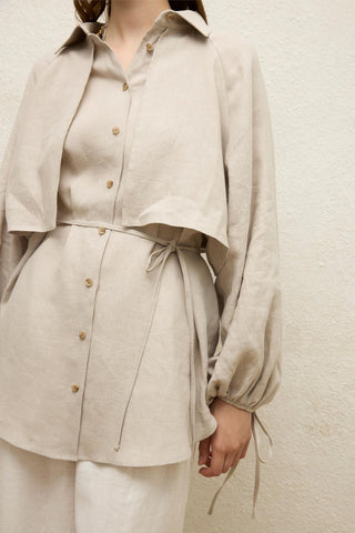 Linen Trench Shirt Stone