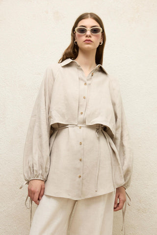 Linen Trench Shirt Stone