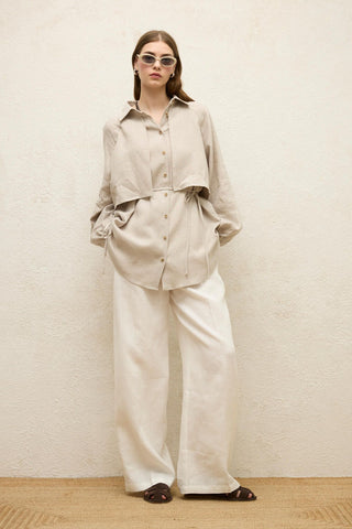 Linen Trench Shirt Stone