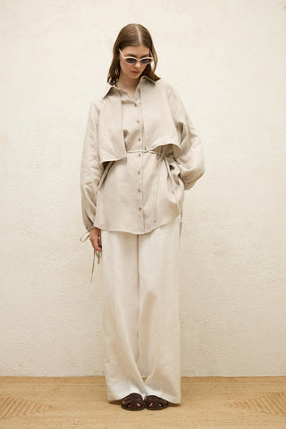 Linen Trench Shirt Stone