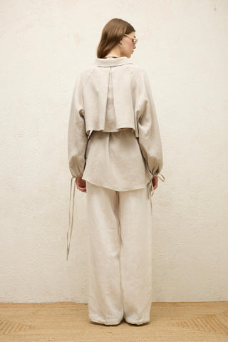Linen Trench Shirt Stone