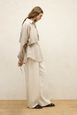 Linen Trench Shirt Stone