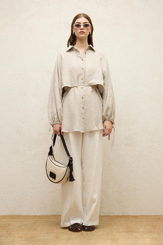 Linen Trench Shirt Stone