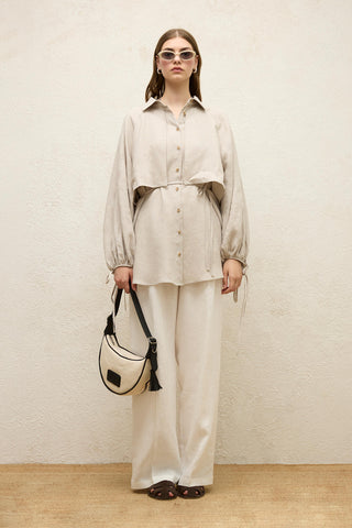 Linen Trench Shirt Stone