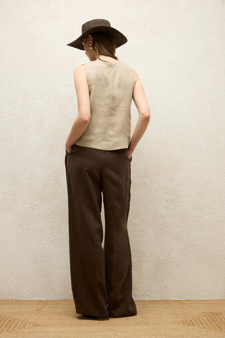 Sleeveless Linen Blouse Sand