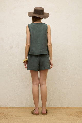 Linen Tank Top Green