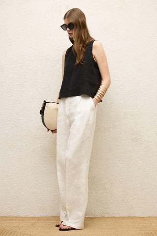 Linen Tank Top Black