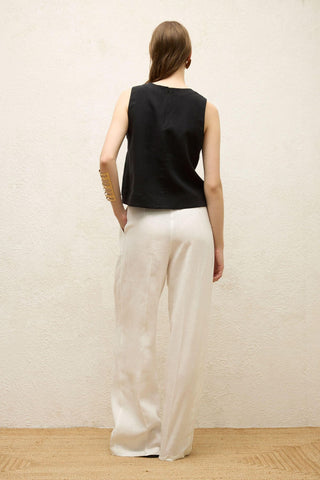 Sleeveless Linen Blouse Black