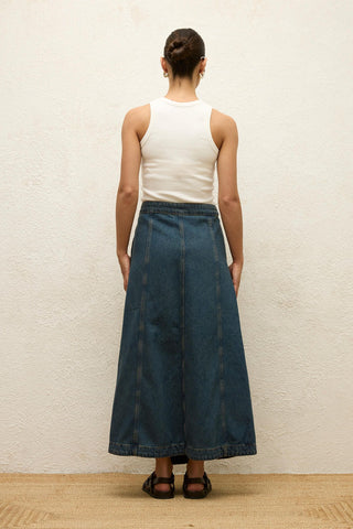 Wrap Denim Skirt Blue