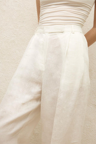 Linen Palazzo Trousers Ecru