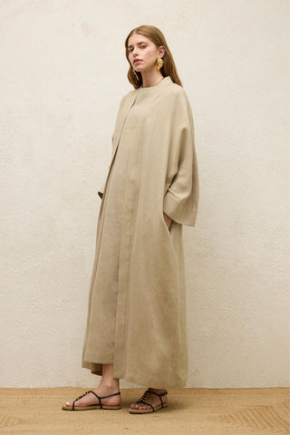 Long Linen Kimono Jacket Sand