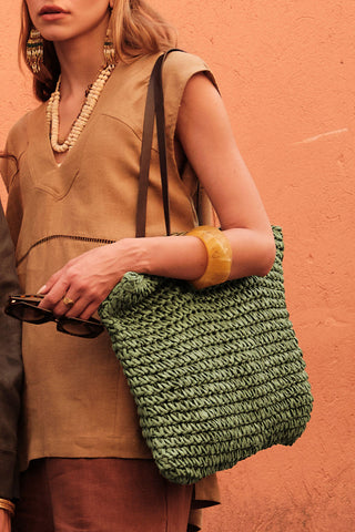 Strap Straw Handbag Green