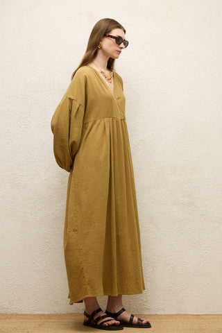 Cotton Wrap Dress Sand