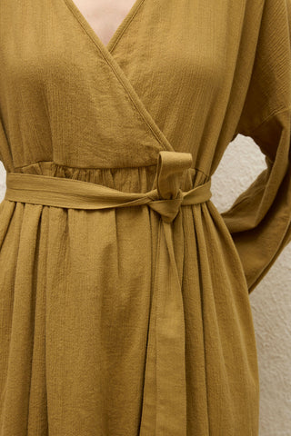 Cotton Wrap Dress Sand