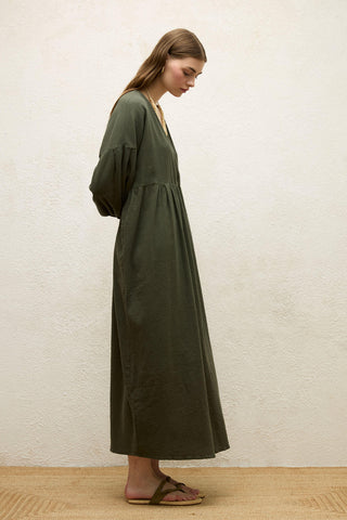 Cotton Wrap Dress Emerald