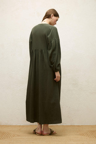 Cotton Wrap Dress Emerald