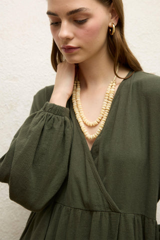 Cotton Wrap Dress Emerald
