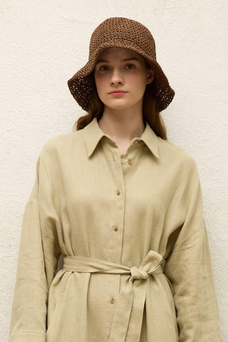Straw Bucket Hat Brown