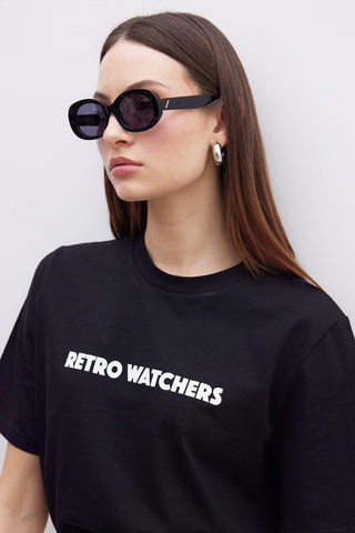 Printed Oversized Short Sleeve T-Shirt Retro Watchers