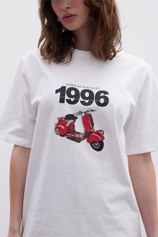 Baskili Oversize Kisa Kollu Tshirt 1996