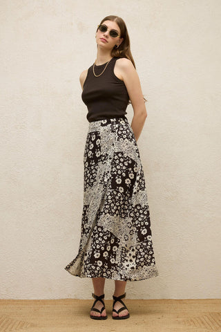 Patterned Wrap Viscose Skirt Lola