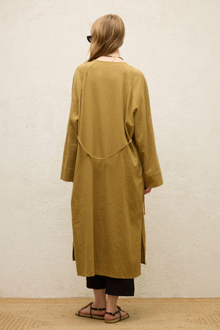 Cotton Tie-Waist Long Tunic Sand