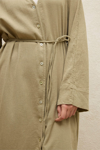 Cotton Tie-Waist Long Tunic Pistachio