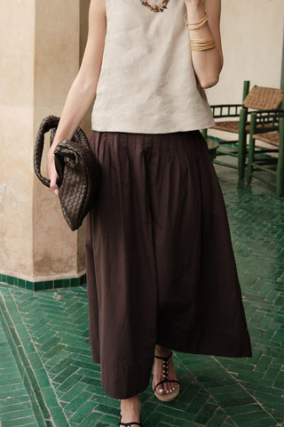 Pleated Voile Skirt Brown