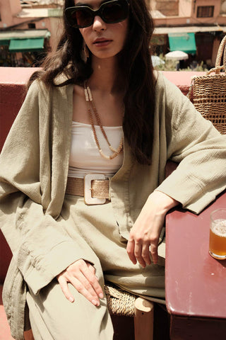 Cotton Belted Kimono Pistachio