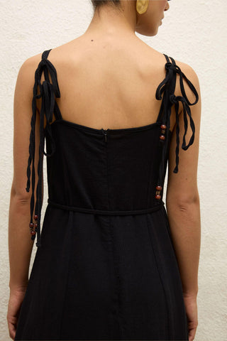 Strappy Cotton Dress Black