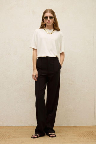 Front Seam Straight Pants Black