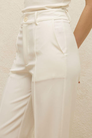 Front Seam Straight Pants White