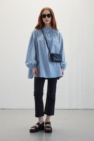 Shirred Collar Tunic Blue