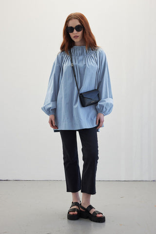 Shirred Collar Tunic Blue